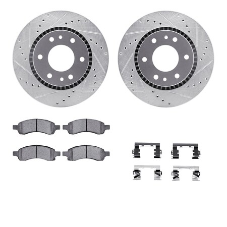 Dynamic Friction Co 7312-48059, Rotors-Drilled, Slotted-SLV w/3000 Series Ceramic Brake Pads incl. Hardware, Zinc Coat 7312-48059